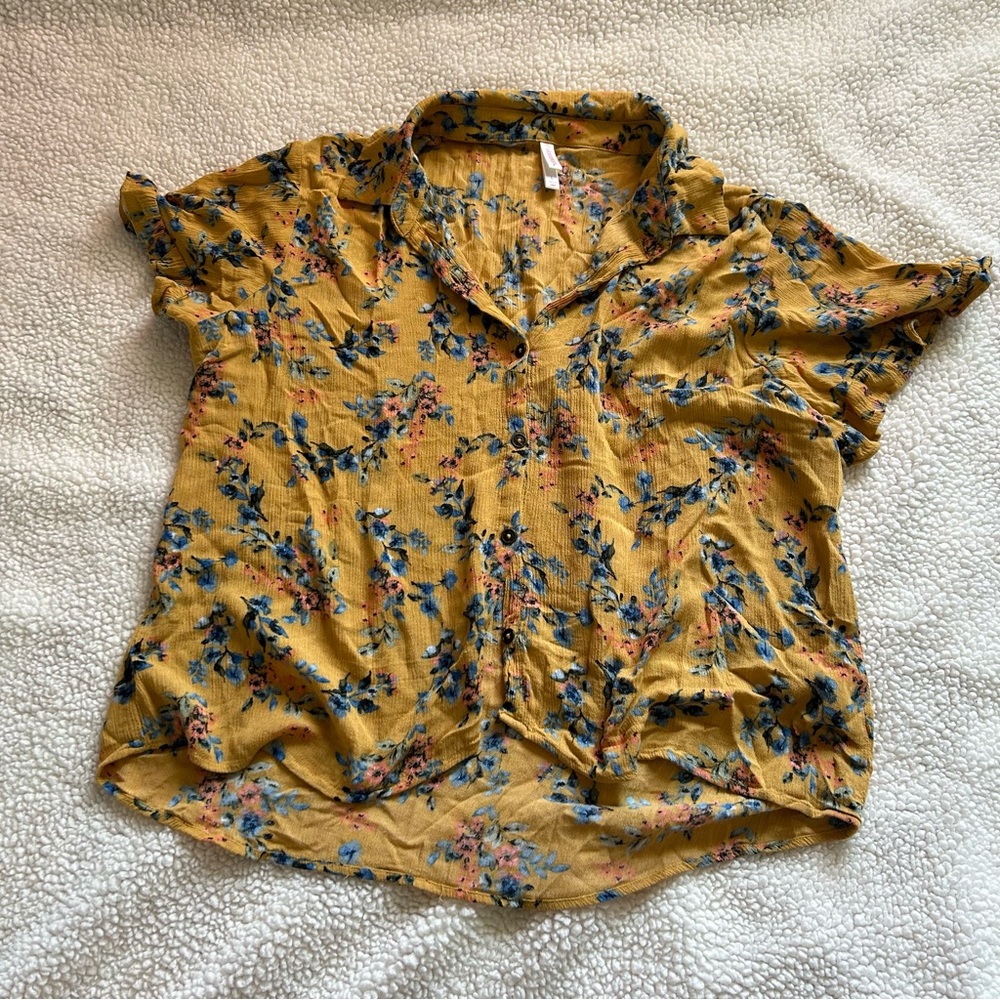 Yellow Floral Print Top